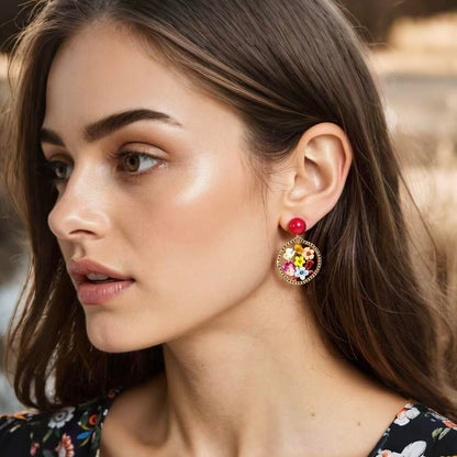 Handmade Real Pressed Flower Earrings for Women, Dainty Hypoallergenic Sterling Silver Floral Dangle Earrings, Unique Resin Botanical Jewelry Gift for Ladies, Parties, Easter, Christmas & Birthday