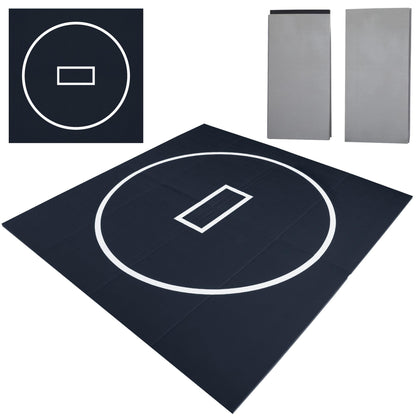 10' x 10' Wrestling Mat, 3cm Thick Foldable Gym Mat for BJJ Jiu Jitsu MMA Taekwondo Martial Arts, Non-Slip Waterproof Home Training Mat with Shock Absorption & Odor Control Black