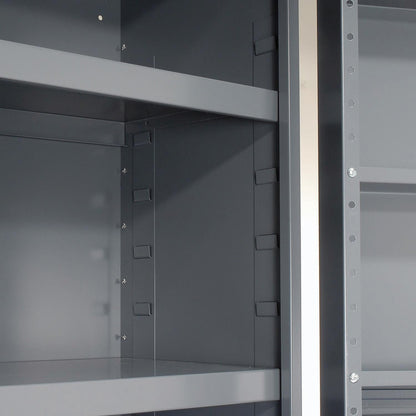 Global Industrial Deep Door Bin Cabinet, Includes 68 Blue Plastic Bins, Padlockable Steel Cabinet, 38" W x 24" D x 72" H, for Tool and Parts Storage, Assembly Required