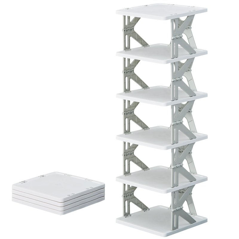 VECELO 6 Tier Vertical Narrow Shoe Rack, Free Standing Shoe Racks, Skinny Shoe Shelf Easy Assembly, Compact Shoe Organizer Space Saving for Small Spaces, Entryway, Garage, Front Door Entrance, Grey