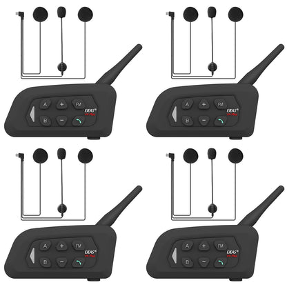 GaiRen V4 Plus Motorcycle Bluetooth Helmet Intercom Headset, 4 Rides Group Communication System for Motorcycling Soccer Referees Skiing ATV/Off Road (4 Pack)