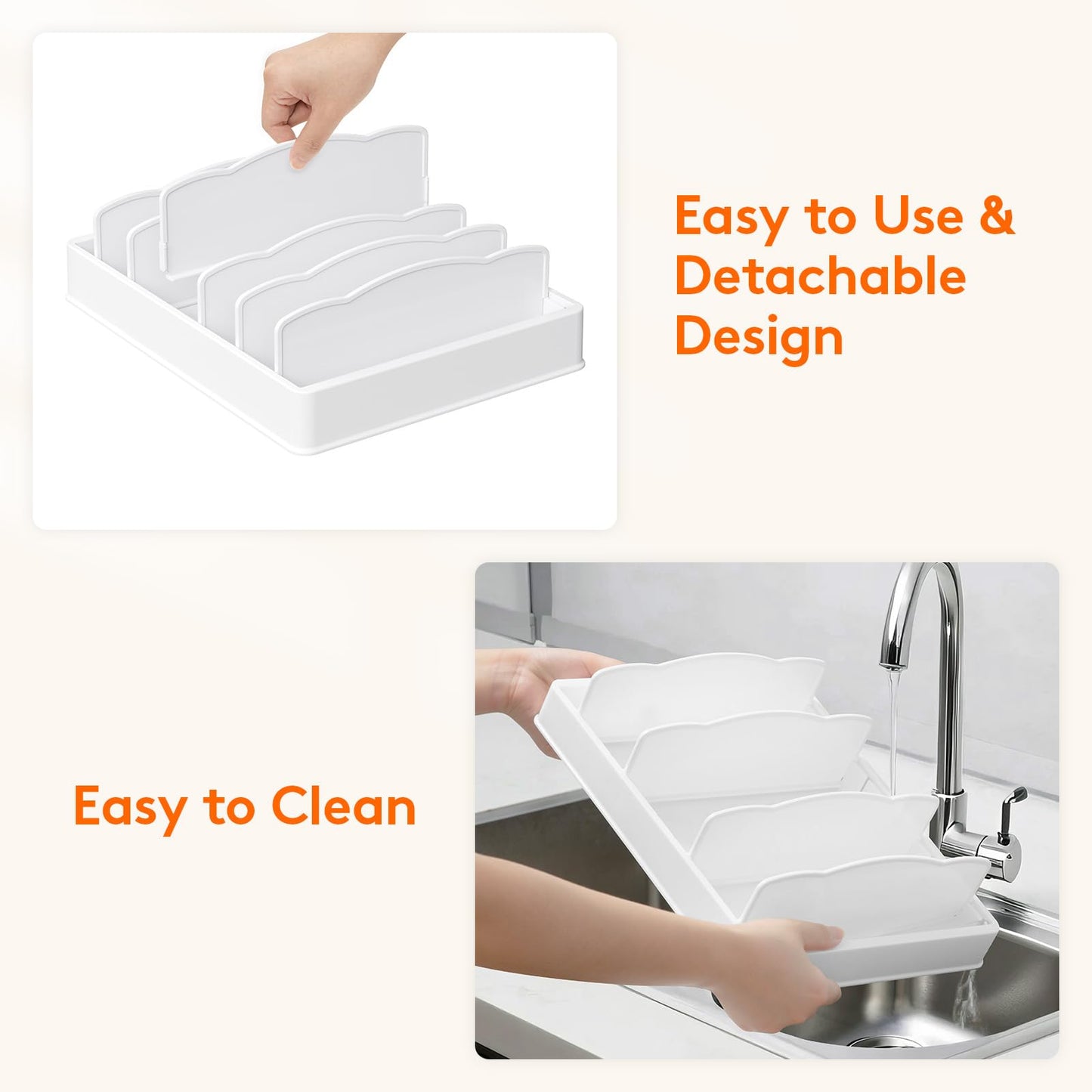 Lifewit Kitchen Cabinet Organizer for Food Contanier Lid, Lid Holder with 6 Adjustable Dividers & 7 Sections for Pantry Organizers and Storage, Home Drawer Organization, Large, 13" x 10"