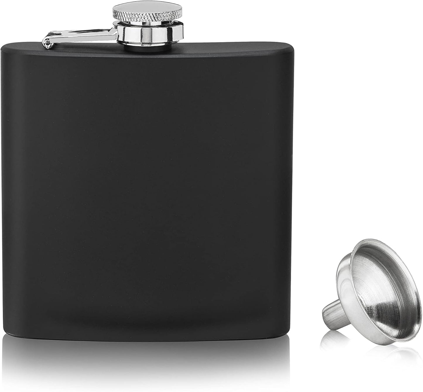 True Stainless Steel Metal Flask for Men, 6 oz Drinking Flasks for Whiskey, Tequila, Rum, Matte Black