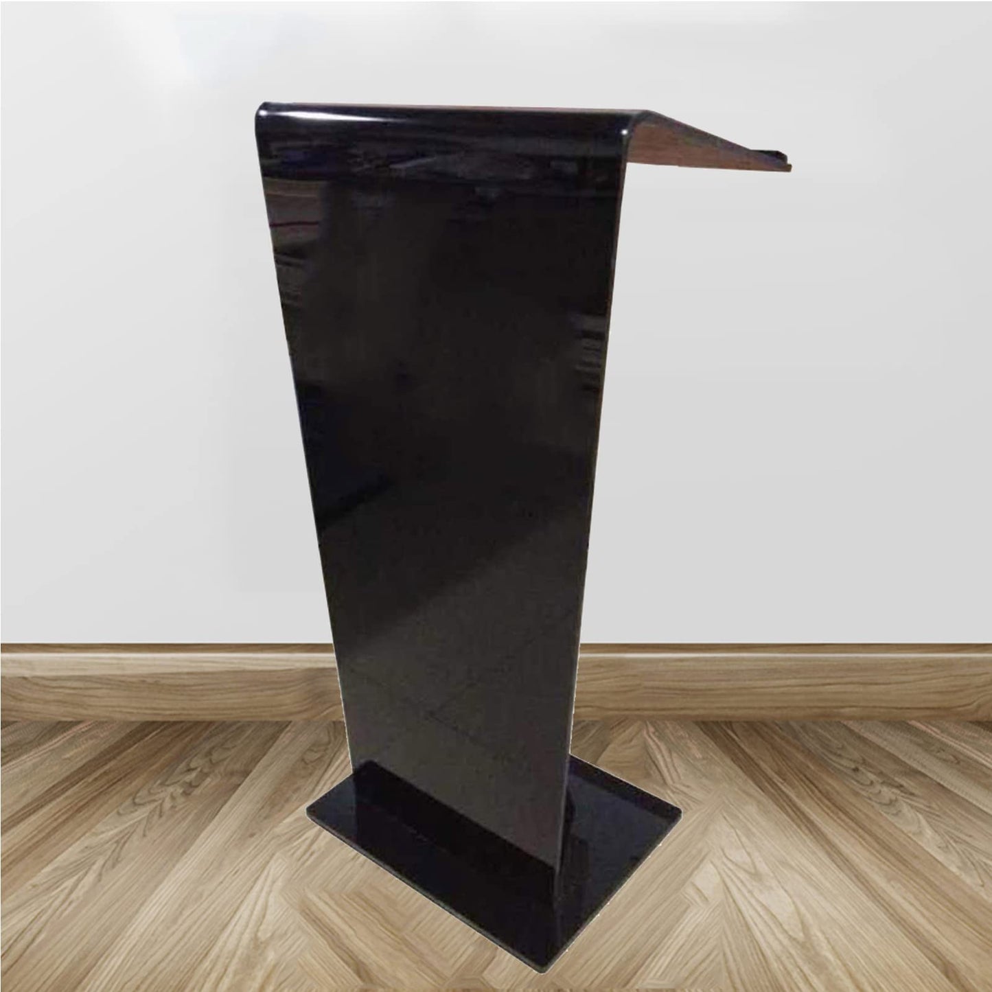 JOuan Lectern Podium Stand, Acrylic Church Podium, Portable Podium Stand, Black Podium Stage Host Desk Hotel Welcome Desk Auditorium Reception Desk Company Training Consultation Desk