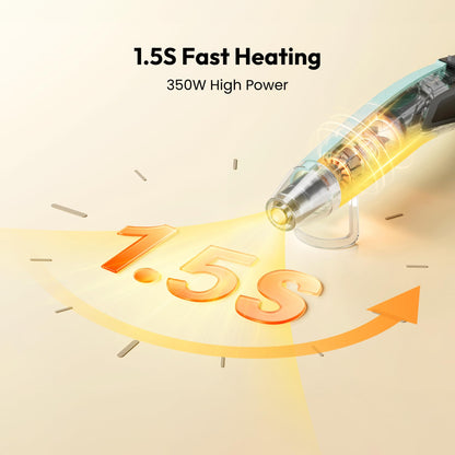 Resiners Heat Gun for Resin, 350W Fast Heating Dual Temp Heat Gun (482°F~662°F) with 3 Nozzles & 3 Silicone Covers, 4.9Ft Long Heat Gun for Bubble Remove,Vinyl Shrink Wrap,Candle Making,Epoxy Resin