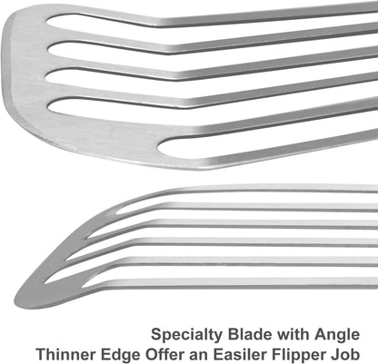 KSENDALO Thin Stainless Steel Fish Spatula, Metal Egg Turner, Professional Slotted Spatula Flipper for Kitchen Cooking Flipping Use, Dishwasher Safe
