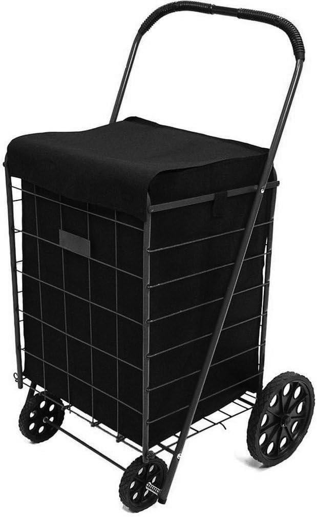 18" 15" 24" Black Folding Shopping Cart Liner Insert with Cover - x x