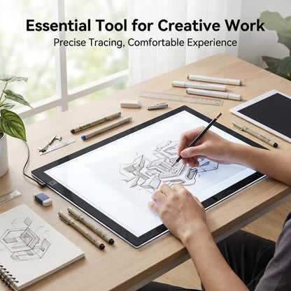 Premium A3 LED Tracing Light Pad for Diamond Art Painting - 3-Level Adjustable Brightness, No Mesh No Dot Technology, Ultra-Thin USB Powered Light Box for Sketching, Weeding Vinyl, Drawing, Design