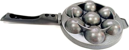 Non Stick Appam Pan, 7 Cavity Aluminium Paniyaram Pan with Stainless Steel Lid, Ebelskiver Patra Appachatty Egg Maker