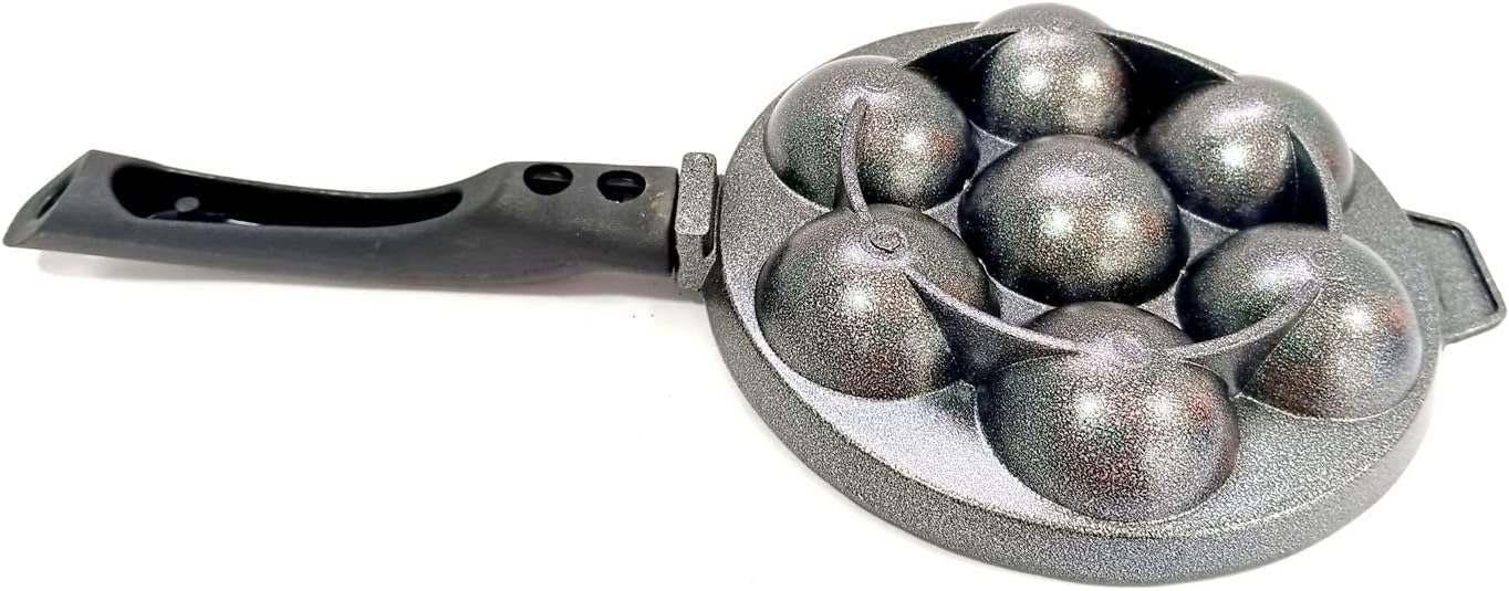 DBY Non Stick Appam Pan, 7 Cavity Aluminium Appachatty Paniyaram Maker with Stainless Steel Lid