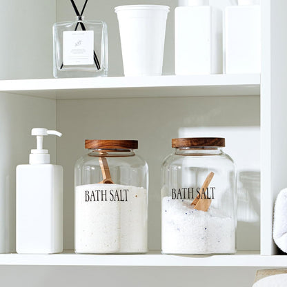1 Sets 74 oz SiliFine Large Bath Salt Container with Wooden Scoop for Glass Bath Salt Jar with Airtight Lid Storage