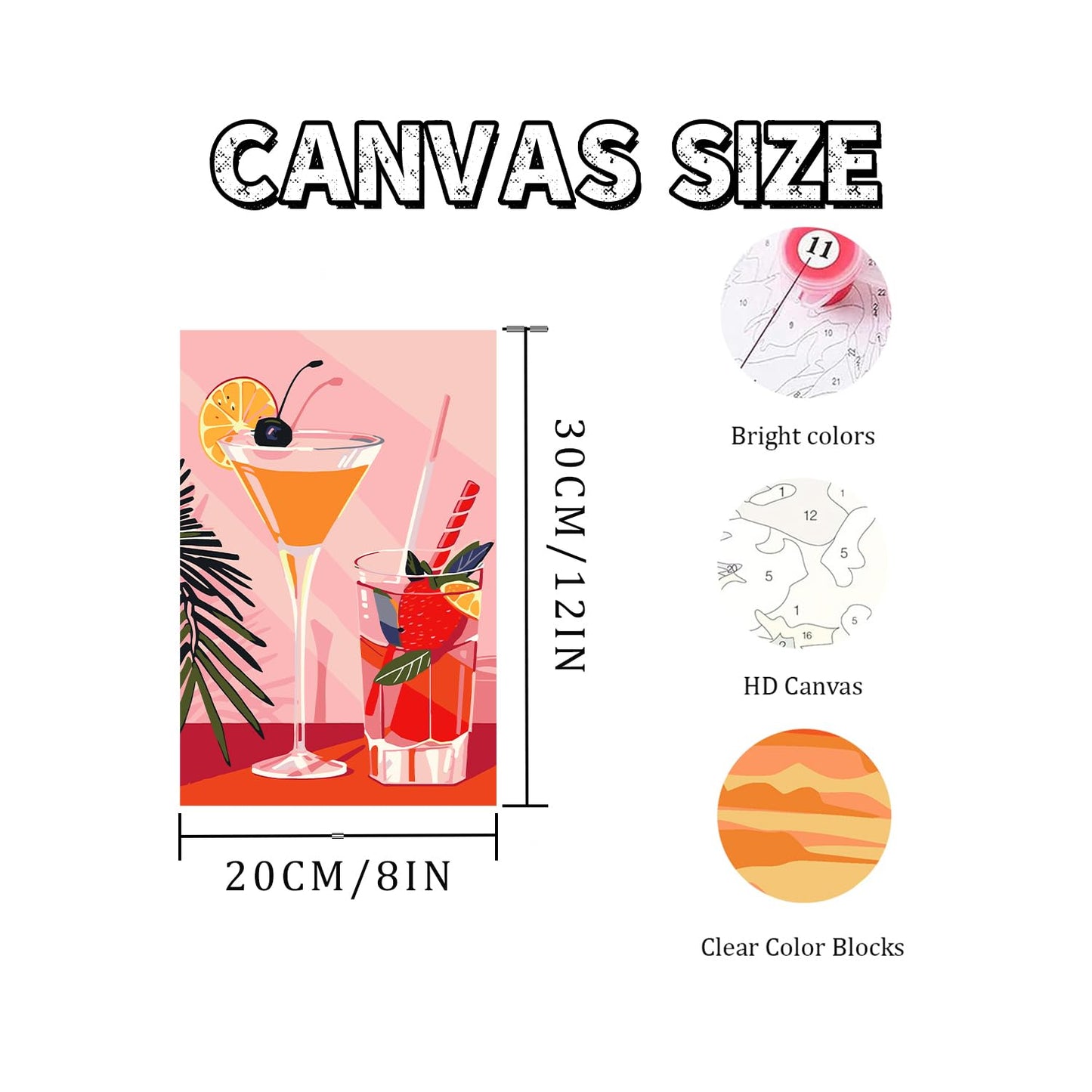 Mosaflare 6 Pack Painting by Numbers Kit for Beginner, Cocktail Adult Paint by Number Kits on Canvas, DIY Acrylic Oil Easy Paint by Number for Home Wall Decor 8X12 inch (Without Frame)
