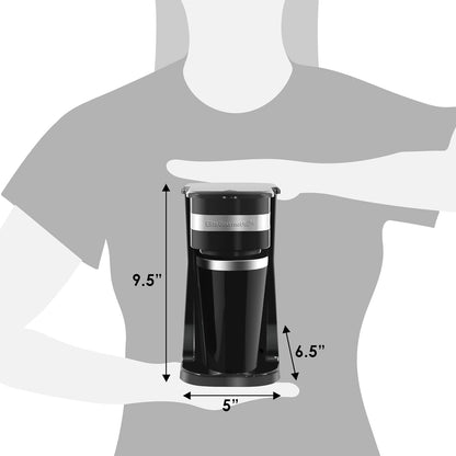 Elite Gourmet EHC113 Personal Single-Serve Compact Coffee Maker, 14Oz Stainless Steel Interior Thermal Travel Mug