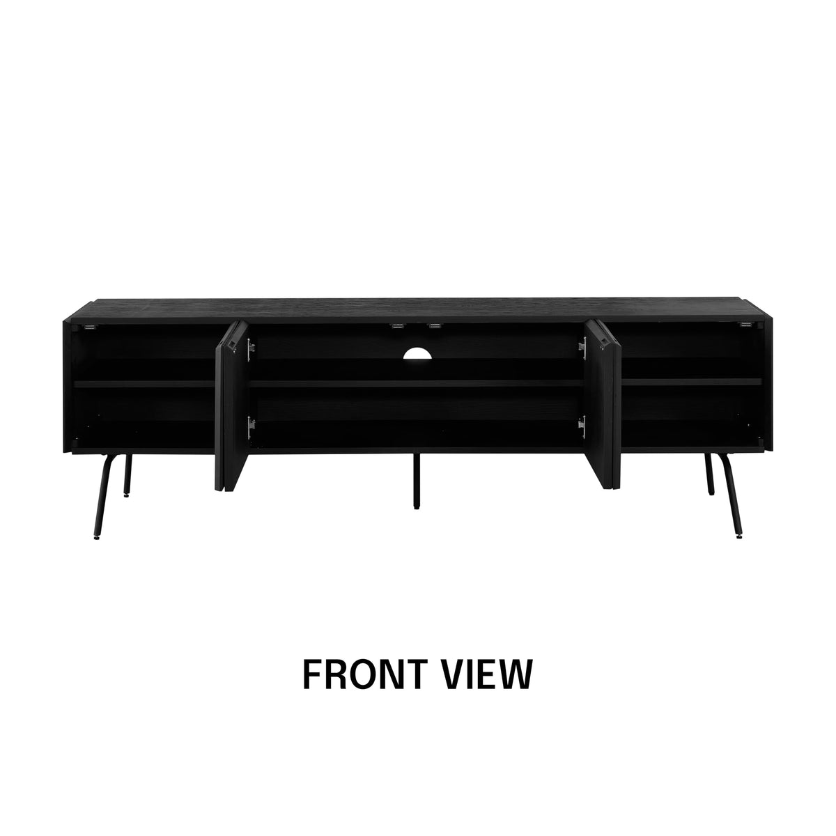 NTC Veil TV Stand with 4 Doors for TVs up to 75’’, Media Console with Vertical Groove Design and Metal Legs, Modern Entertainment Center for Living Room and Bedroom, Effortless Assembly, Burnt Black