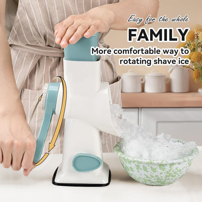 Rotary Ice Shaver with Handle Manual Hand Crank Snow Cone Maker Machine Qucik Shaved Ice Maker with Suction Feet, All Ice Cubes Fitted.Premium Portable Ice Crusher and Shaved Ice Machine.