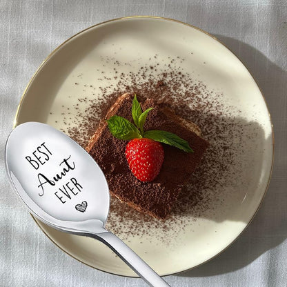 Birthday Gifts for Best Aunt Ever - Engraved Spoon for Hot Tea, Coffee, Cocoa, Great Aunt Appreciation Gift
