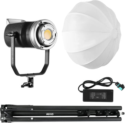 GVM 200W LED Video Light with Lantern Softbox, SD200D Photography Studio Lighting Kit with Bluetooth/DMX Control, 93000lux@0.5m 3200K-5600K Bi-Color Continuous Output Lighting for YouTube