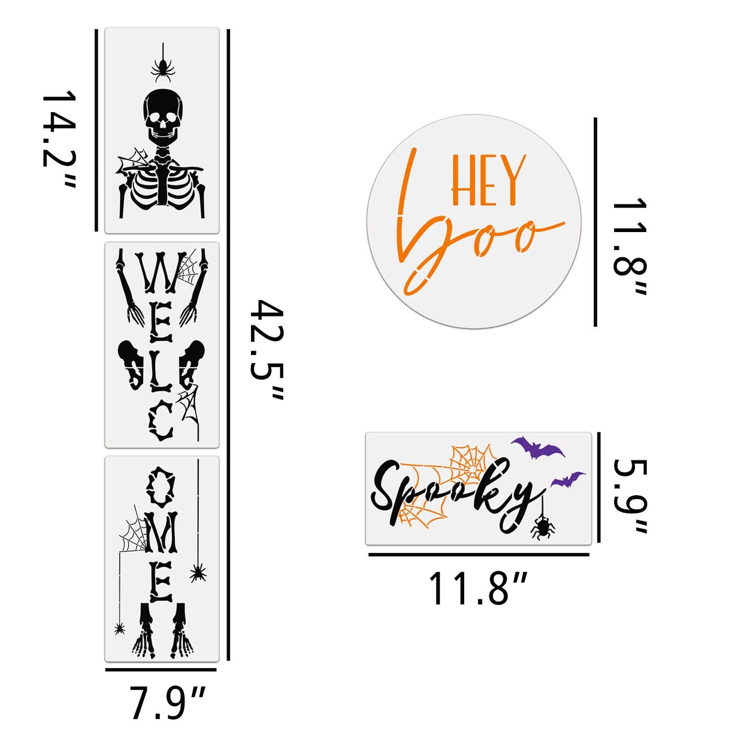 Halloween Stencils for Painting on Wood Large Halloween Stencil Skeleton Boo Hocus Pocus Templates for Porch Sign Door Hanger Decor