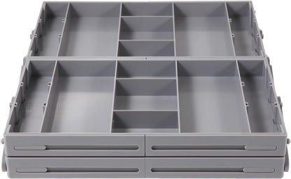 Drawer Organizer - 2/3 Tier Expandable Collapsible Tray with Adjustable Compartments for Cosmetics, Jewelry & Kitchen