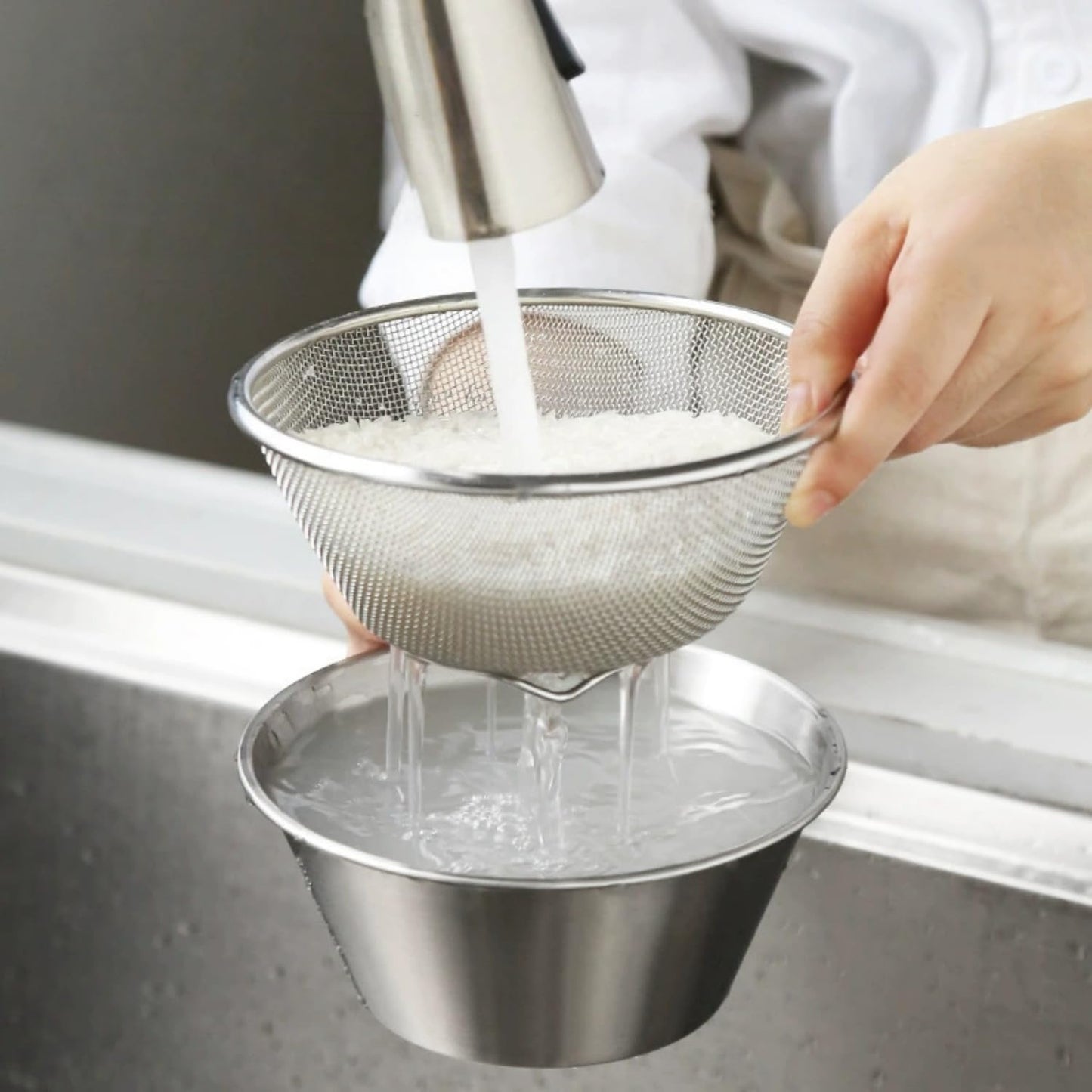 2 Pcs Mini Colander with Small Mixing Strainer Bowl 304 Stainless Steel Berry Basket for Washing Fruits, Vegetables, Rice - Dishwasher-Safe Kitchen Strainer (Silver, 5.51 x 2.36 inches)