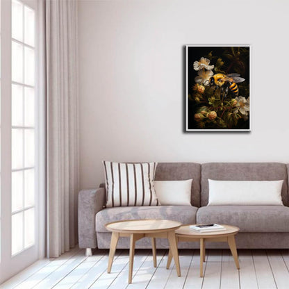 BDTTUG 5D Diamond Art Painting Kits for Adults Bumble Bee in Flower Round Full Drill DIY Gems Cross Stitch Art Kit Canvas Painting by Diamond Mosaic Craft for Home Decoration 12x16inch