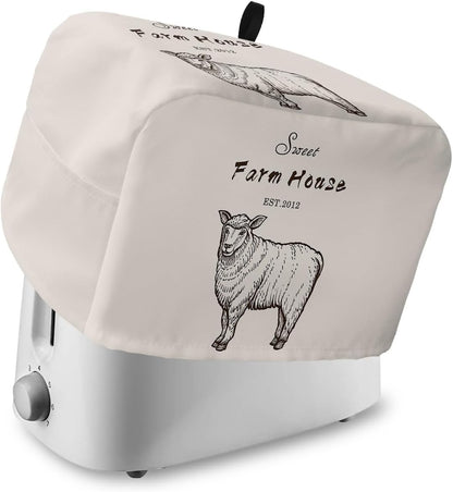 Toaster Dust Cover with Pockets, Farm House Alpaca American Rustic Style, Soft Washable 2 Slice Cover for Fingerprint