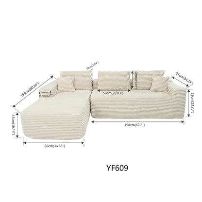 EVLIQUIL L-Shaped Modular Sectional Sofa 103.5" Beige - No Assembly Couch for Living Room, High Resilience Sponge & Spring Support