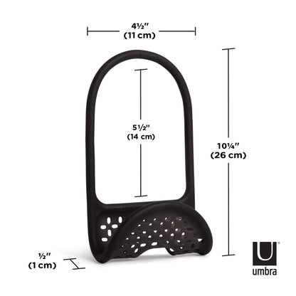 Umbra Sling Sponge Holder for Kitchen Sink – No Suction Cups, Flexible Caddy for Sinks and Faucets, Modern Design, Black