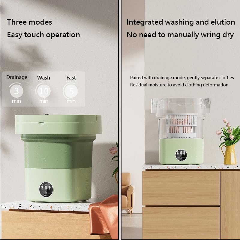 Foldable Washing Machine, 9L Mini Washer with 3 Modes, Portable for Apartments, Camping, RV Travel