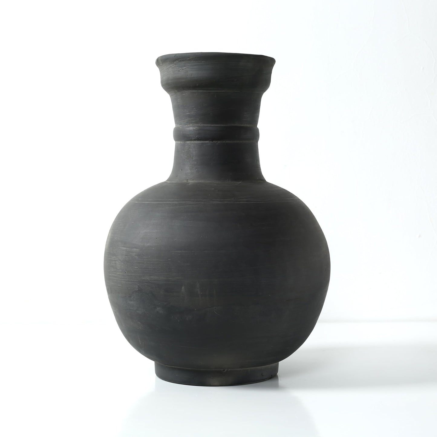 Artissance Approximately 16" Earthy Gray Ceramic Pottery Vase, Globular Shape with 5.9" Opening, Vintage Table Centerpiece for Living Room, Patio, Garden