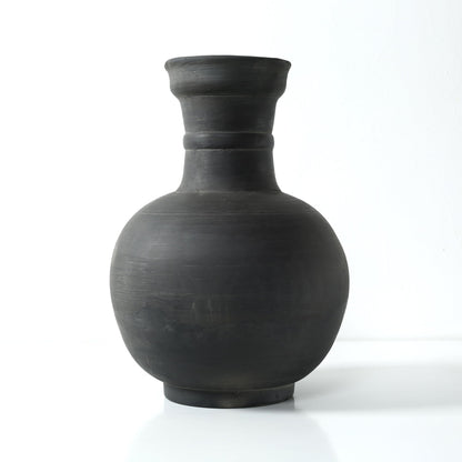Artissance Approximately 16" Earthy Gray Ceramic Pottery Vase, Globular Shape with 5.9" Opening, Vintage Table Centerpiece for Living Room, Patio, Garden