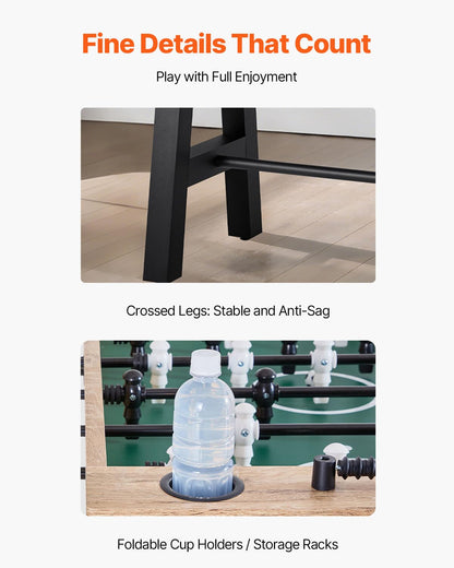 VEVOR Foosball Table, 55 inch Standard Size Table, Indoor Full-Size Foosball Tables, Includes Durable Soccer Set, for Home, Family, Game Room