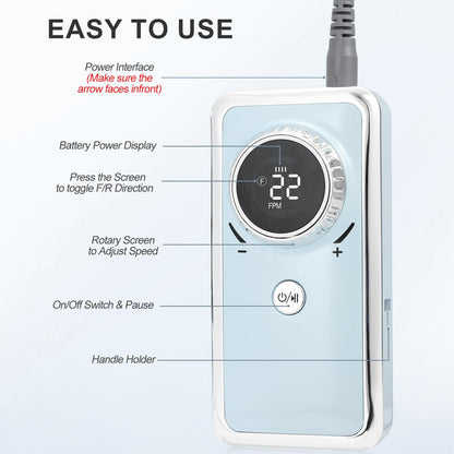 Electric Nail Drill Professional, 35000RPM Portable Efile Nail Drill with 11Pcs Nail Drill Bits, Rechargeable Nail Drill Machine with LCD Display for Acrylic Nail Remove Gel Polish for Home Salon Use