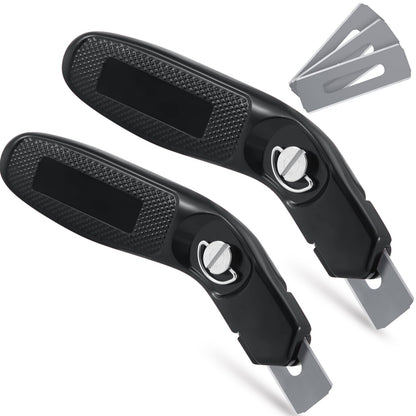 Lasnten 2 Pieces 6 Blades Utility Carpet Knife Cutting Heavy Duty Carpet Knife Cutter Tools with Blades Razor Blade Knives with Protective Cap for Box Cutter Roofing Purpose, Aluminum (Black)