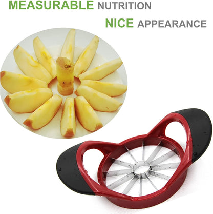 Stainless Steel Apple Corer and Slicer, Ergonomic ABS Anti-Slip Handle with 12 Sharp Blades, Large Size Cutter