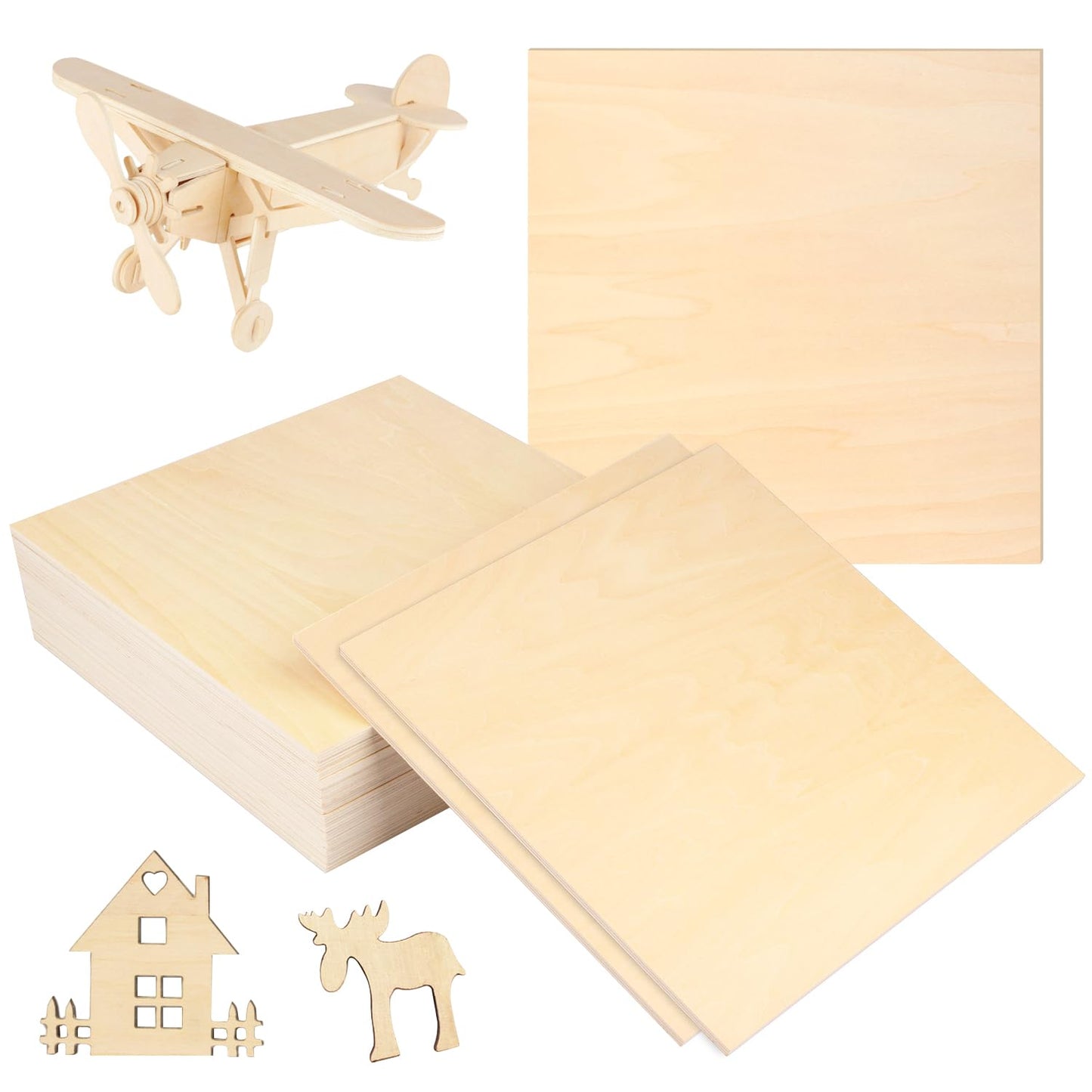 20 PCS 8 Inch Square Basswood Board, Thickness 6 mm, Basswood Sheets, balsa Wood Sheet,Plywood Sheets for Laser, CNC Cutting, Wood Burning, Drawing Painting, Wood Engraving,by GNIEMCKIN