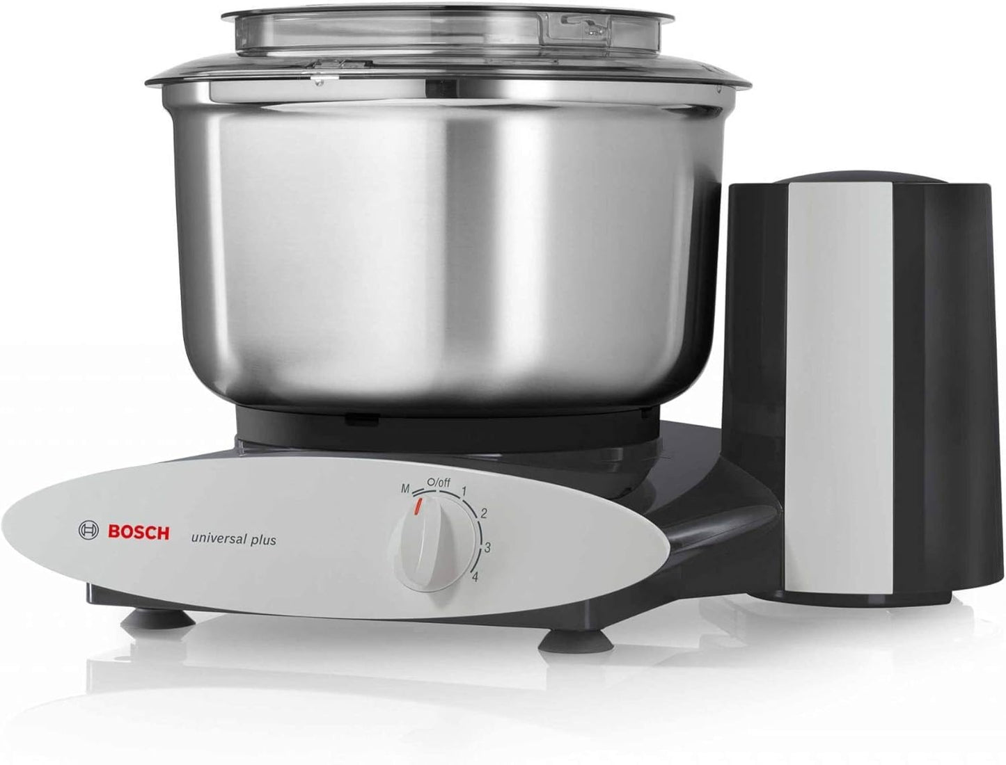 Bosch Universal Plus Stand Mixer with Stainless Steel Bowl with NutriMill Dough Hook Extender Bundle- Black 500 Watt