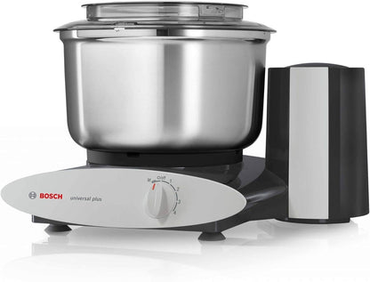 Bosch Universal Plus Stand Mixer with Stainless Steel Bowl with NutriMill Dough Hook Extender Bundle- Black 500 Watt