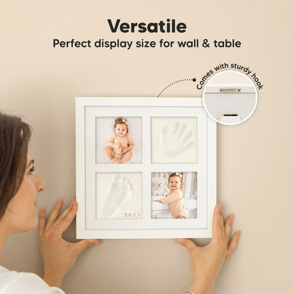 KeaBabies Baby Hand and Footprint Kit - Baby Footprint Kit, Clay Handprint Keepsake Frame, Pets Paw, Newborn Collage Picture Frame, Personalized New Mom Gifts for Showers & Registry (Alpine White)