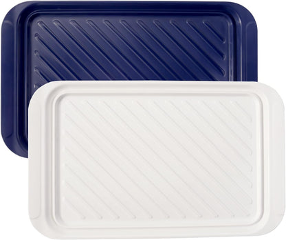 TP Serving Trays with Handles, Set of 2 Melamine Grill Prep and Serving Platters for Outdoor, Parties, and BBQ