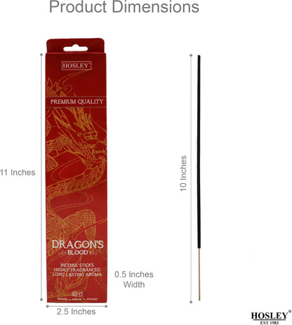 Hosley Dragon Blood Fragrance Incense Stick, Infused with Essential Oils for Long-Lasting Aromatherapy Bliss