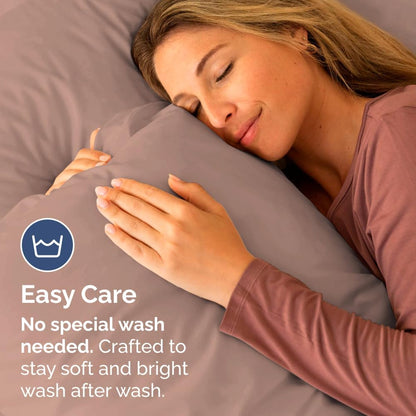 Skiennix Body Pillowcases Set of 4 | Soft & Cozy 20x54 Long Pillow Covers for Side Sleepers - Machine Washable, Fade-Free (Mauve)