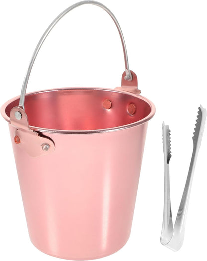 Metal Ice Bucket Pails for Beer & Wine, 1.25L Aluminum Alloy Cooler Bucket with Ice Tongs