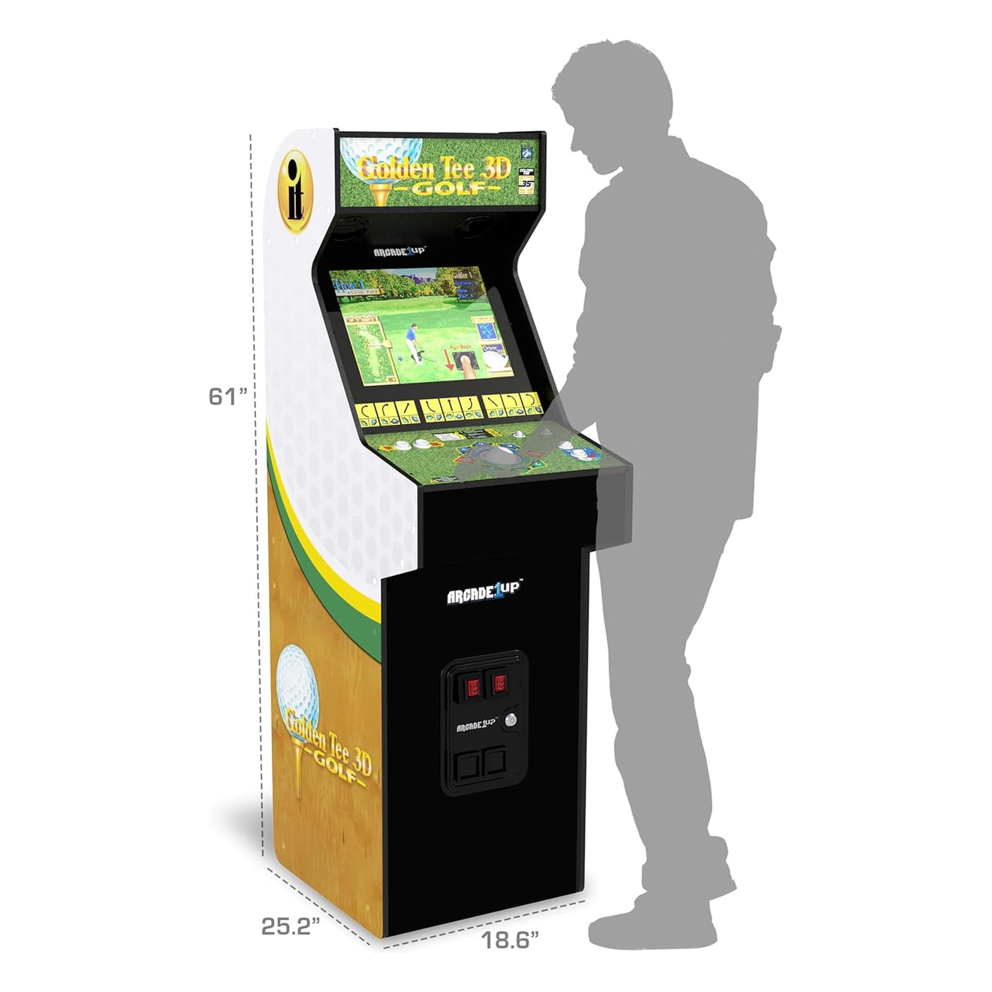 ARCADE1UP Golden Tee 3D Deluxe Arcade Machine, Built for Your Home, Over 5-Foot-Tall Cabinet with 8 Classic Games
