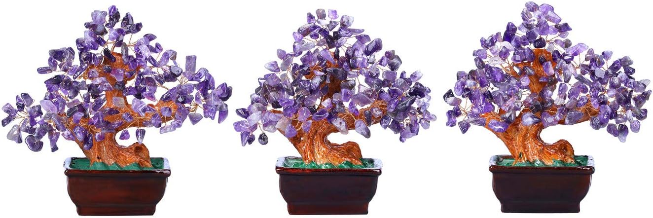 MANIFO Amethyst Crystal Tree, Reiki Healing Gemstone Money Tree Feng Shui Crystals Home Office Luck Decoration