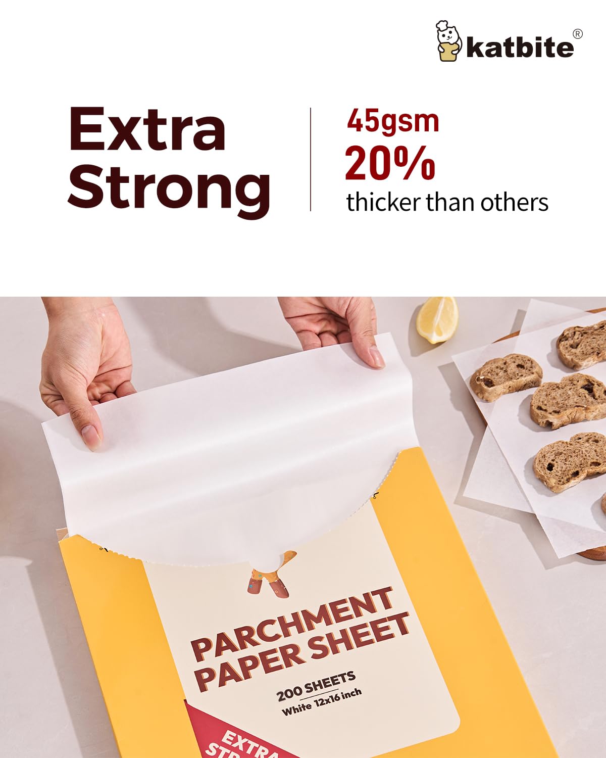 Katbite 200PCS 12x16 In Heavy Duty Flat Parchment Paper, Parchment Paper Sheets for Baking Cookies, Cooking, Frying, Air Fryer, Grilling Rack, Oven(12x16 Inch)[Advanced Series]