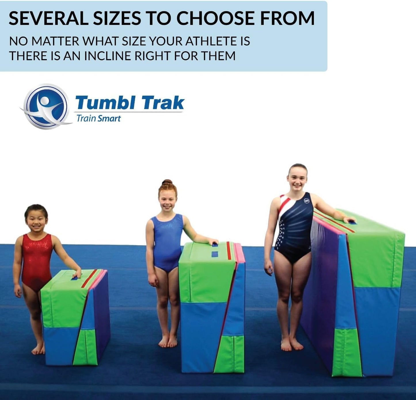 Tumbl Trak Folding Incline Cheese Mat, Primary Rainbow, 30 in x 68 in x 16 in