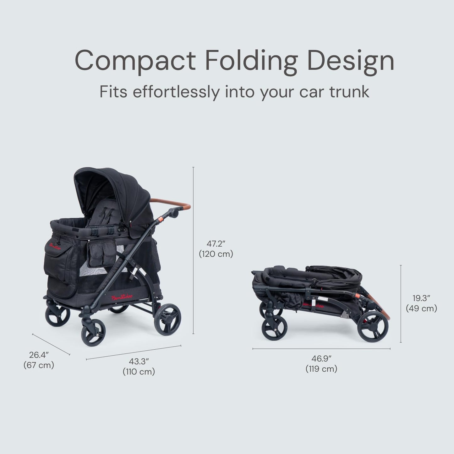 Familidoo MJ01 Stroller Wagon with Removable Bassinet & Seat, Snack Tray Included, Zippered Front and Rear Doors, Mesh Ventilated Panels (Black)