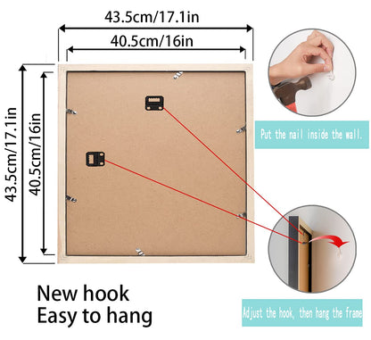 Mxtallup 16X16inch Picture Frames Display Pictures 14x14inch/35x35cm With Mat or 16x16 Inch/ 40x40cm Without Mat, Diamond Painting Frames 16x16inch Photo Frames Wood Black (TK006)