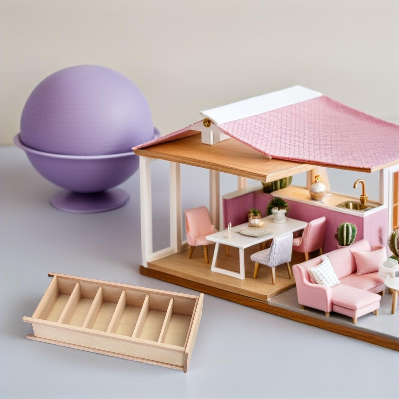 FAVOMOTO 1:12 Mini Bookshelf, Wooden Vertical Doll House Book Shelf Miniature Furniture Bookcase Decor Mini House Supply for DIY Craft Display Decoration Accessories